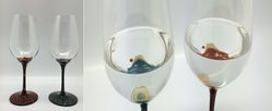 漆絵ワイングラス 富士・赤富士 セット
